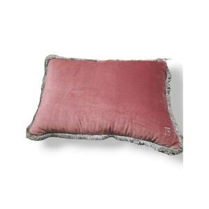 TED BAKER DARK ROSE WITH GRAY VELVET FRINGE 23" PILLOW